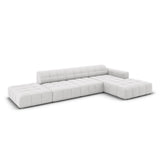 Jennifer 5-Sitzer Ecksofa, Rechte Seite, mit Bezug aus Samt (Bluvel 03) in Silver, 341x166 cm – Bild 4