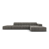 Jennifer 5-Sitzer Ecksofa, Rechte Seite, mit Bezug aus Samt (Bluvel 13) in Hellgrau, 341x166 cm – Bild 1