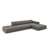 Jennifer 5-Sitzer Ecksofa, Rechte Seite, mit Bezug aus Samt (Bluvel 13) in Hellgrau, 341x166 cm – Bild 4