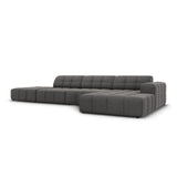 Jennifer 5-Sitzer Ecksofa, Rechte Seite, mit Bezug aus Samt (Bluvel 14) in Grau, 341x166 cm – Bild 3