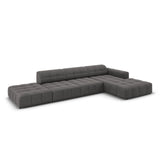 Jennifer 5-Sitzer Ecksofa, Rechte Seite, mit Bezug aus Samt (Bluvel 14) in Grau, 341x166 cm – Bild 4