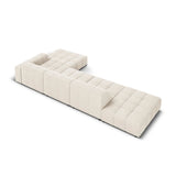 Jennifer 5-Sitzer Ecksofa, Rechte Seite, mit Bezug aus Samt (Bluvel 22) in Leichtes Beige, 341x166 cm – Bild 5