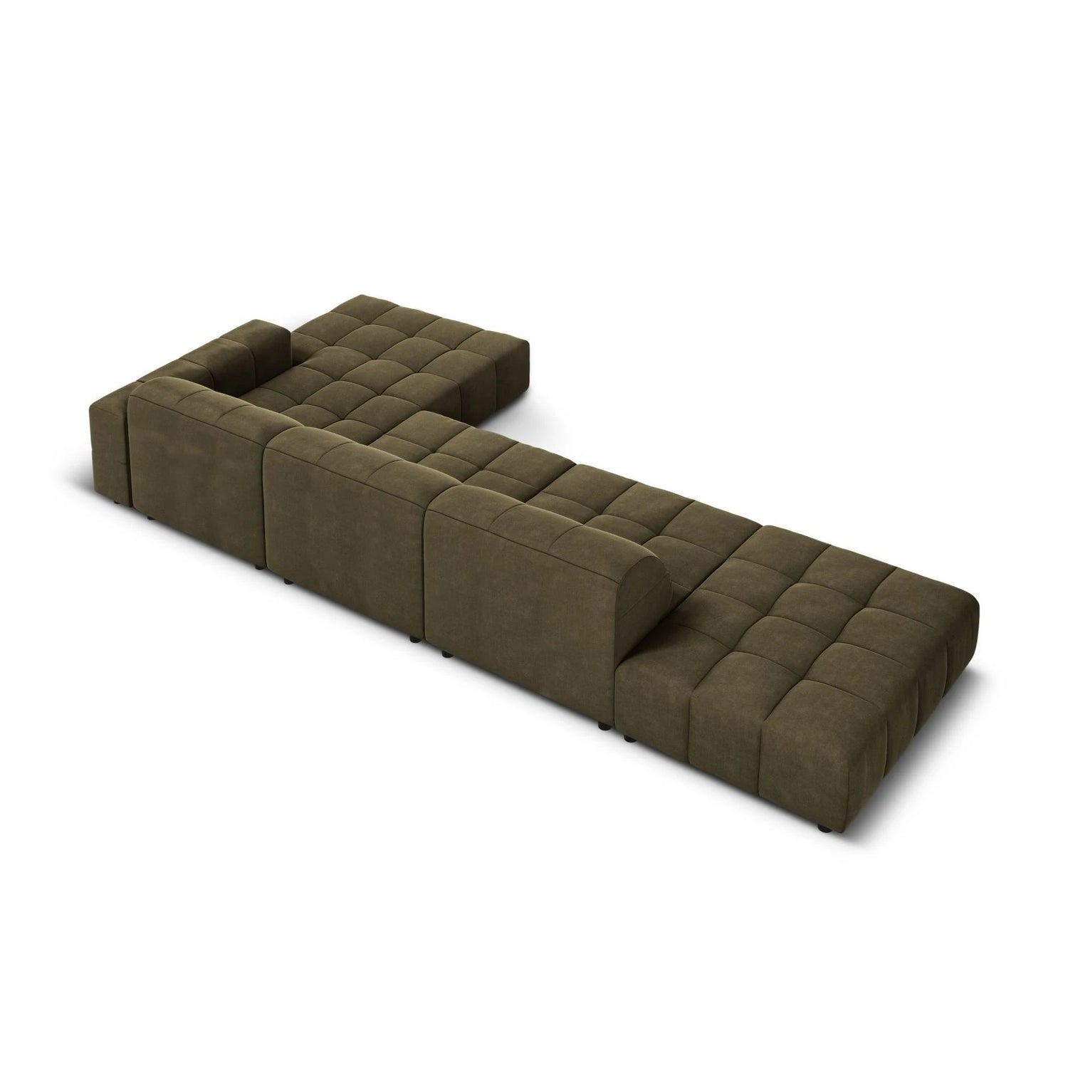Jennifer 5-Sitzer Ecksofa, Rechte Seite, mit Bezug aus Samt (Bluvel 77) in Grün, 341x166 cm – Bild 5