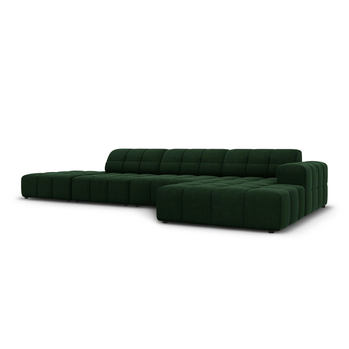 Jennifer 5-Sitzer Ecksofa, Rechte Seite, mit Bezug aus Samt (Bluvel 78) in Flaschengrün, 341x166 cm – Bild 3