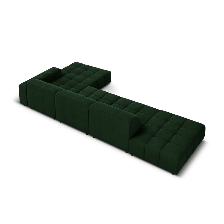 Jennifer 5-Sitzer Ecksofa, Rechte Seite, mit Bezug aus Samt (Bluvel 78) in Flaschengrün, 341x166 cm – Bild 5
