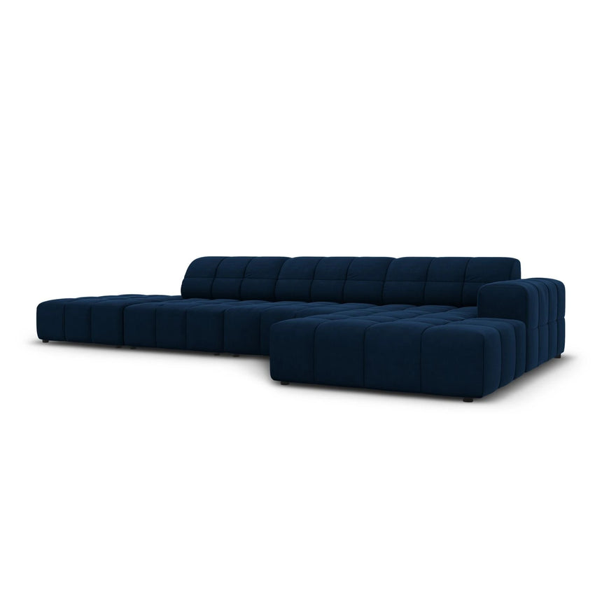 Jennifer 5-Sitzer Ecksofa, Rechte Seite, mit Bezug aus Samt (Bluvel 86) in Königsblau, 341x166 cm – Bild 3