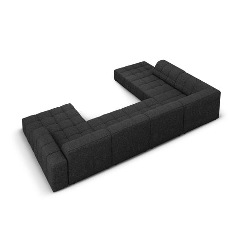 Jennifer 7-Sitzer Panorama-Sofa Links, mit Bezug aus Chenille (Haga 19) in Schwarz, 364x262 cm – Bild 4