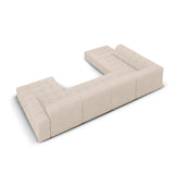 Jennifer 7-Sitzer Panorama-Sofa Links, mit Bezug aus Chenille (Haga 30) in Beige, 364x262 cm – Bild 4