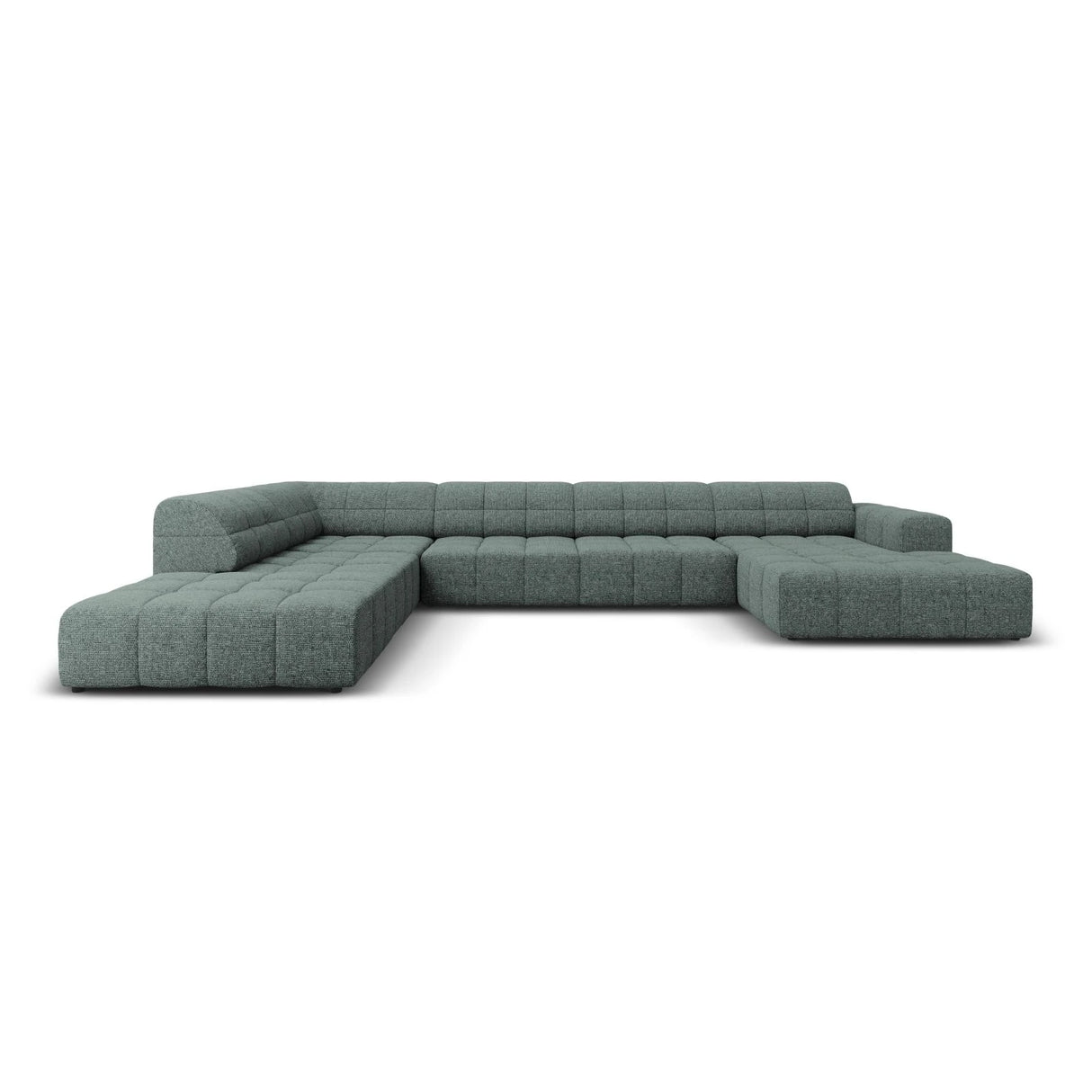 Jennifer 7-Sitzer Panorama-Sofa Links, mit Bezug aus Chenille (Haga 78) in Petrol, 364x262 cm – Bild 1