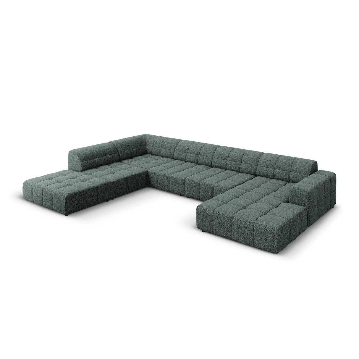 Jennifer 7-Sitzer Panorama-Sofa Links, mit Bezug aus Chenille (Haga 78) in Petrol, 364x262 cm – Bild 3