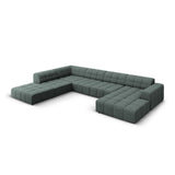 Jennifer 7-Sitzer Panorama-Sofa Links, mit Bezug aus Chenille (Haga 78) in Petrol, 364x262 cm – Bild 3