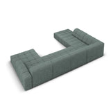 Jennifer 7-Sitzer Panorama-Sofa Links, mit Bezug aus Chenille (Haga 78) in Petrol, 364x262 cm – Bild 4
