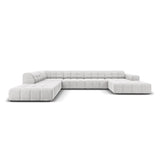 Jennifer 7-Sitzer Panorama-Sofa Links, mit Bezug aus Samt (Bluvel 03) in Silver, 364x262 cm – Bild 1