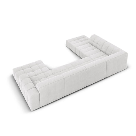 Jennifer 7-Sitzer Panorama-Sofa Links, mit Bezug aus Samt (Bluvel 03) in Silver, 364x262 cm – Bild 4