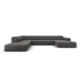 Jennifer 7-Sitzer Panorama-Sofa Links, mit Bezug aus Samt (Bluvel 14) in Grau, 364x262 cm – Bild 1
