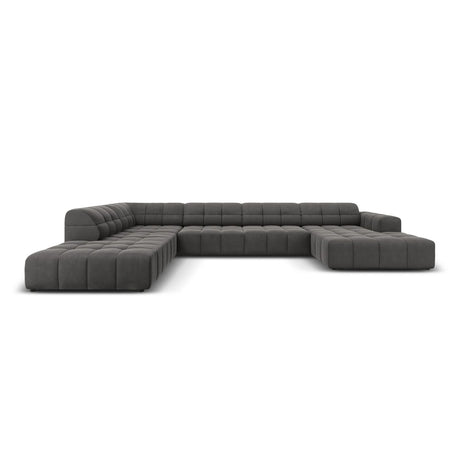 Jennifer 7-Sitzer Panorama-Sofa Links, mit Bezug aus Samt (Bluvel 14) in Grau, 364x262 cm – Bild 1