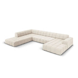 Jennifer 7-Sitzer Panorama-Sofa Links, mit Bezug aus Samt (Bluvel 22) in Leichtes Beige, 364x262 cm – Bild 3