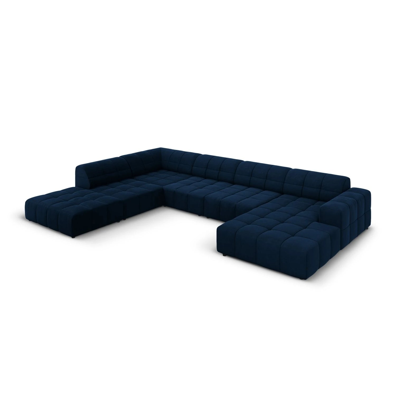 Jennifer 7-Sitzer Panorama-Sofa Links, mit Bezug aus Samt (Bluvel 86) in Königsblau, 364x262 cm – Bild 3