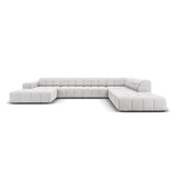 Jennifer 7-Sitzer Panorama-Sofa Rechts, mit Bezug aus Samt (Bluvel 03) in Silver, 364x262 cm – Bild 1