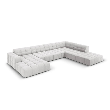 Jennifer 7-Sitzer Panorama-Sofa Rechts, mit Bezug aus Samt (Bluvel 03) in Silver, 364x262 cm – Bild 3