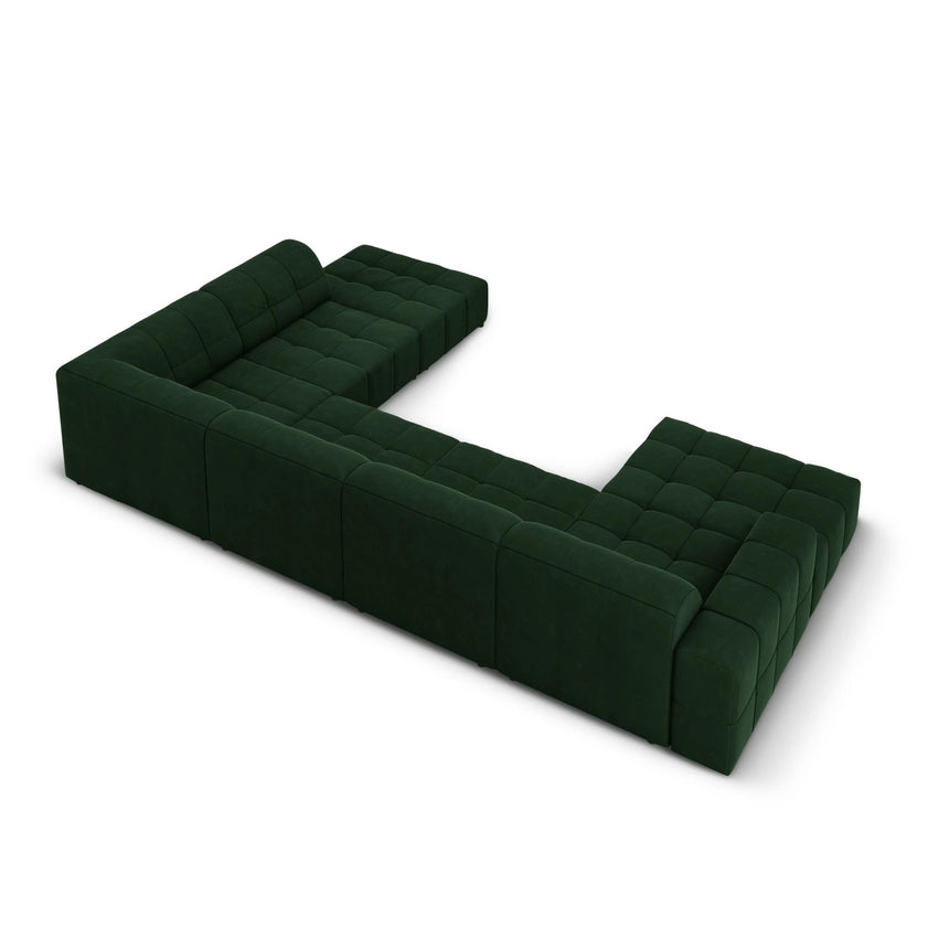 Jennifer 7-Sitzer Panorama-Sofa Rechts, mit Bezug aus Samt (Bluvel 78) in Flaschengrün, 364x262 cm – Bild 4