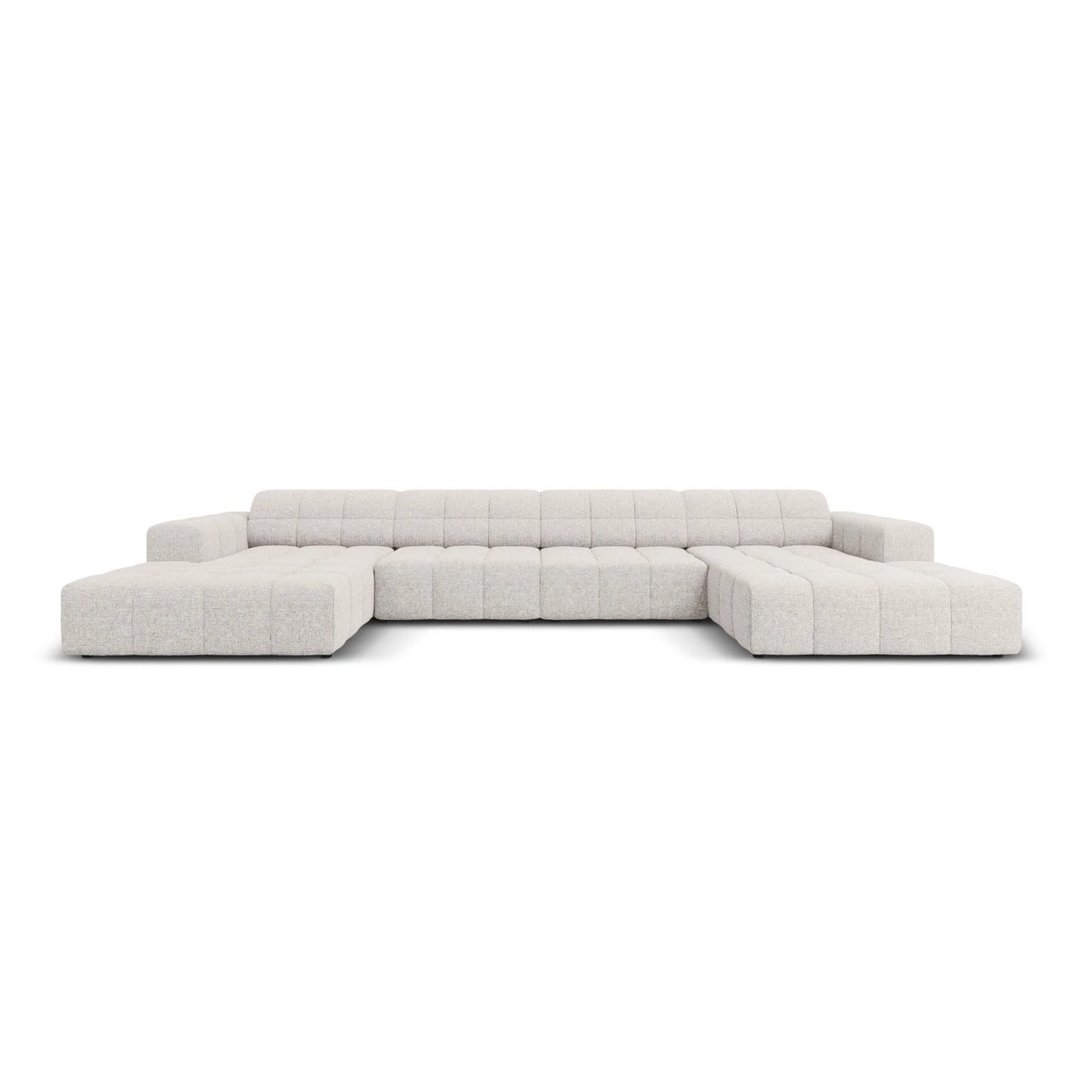 Jennifer Panorama-Sofa symmetrisch mit Bezug aus Chenille (Haga 06) in Hellgrau, 364x166 cm – Bild 1