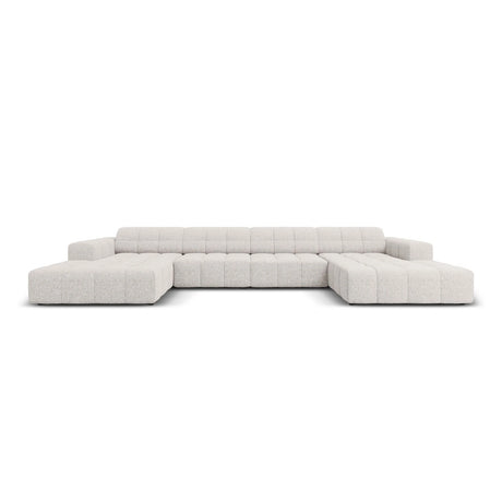 Jennifer Panorama-Sofa symmetrisch mit Bezug aus Chenille (Haga 06) in Hellgrau, 364x166 cm – Bild 1