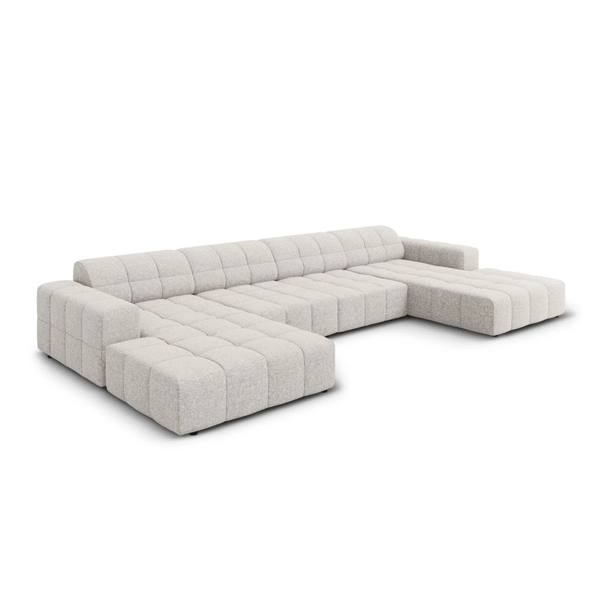 Jennifer Panorama-Sofa symmetrisch mit Bezug aus Chenille (Haga 06) in Hellgrau, 364x166 cm – Bild 3