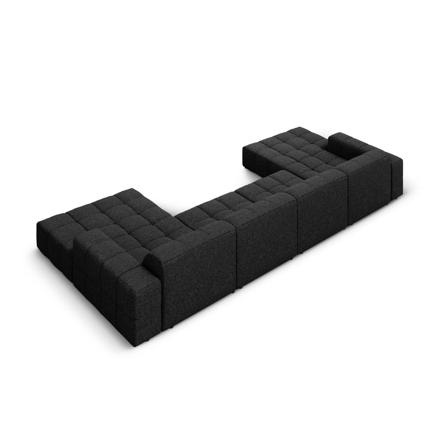 Jennifer Panorama-Sofa symmetrisch mit Bezug aus Chenille (Haga 19) in Schwarz, 364x166 cm – Bild 4