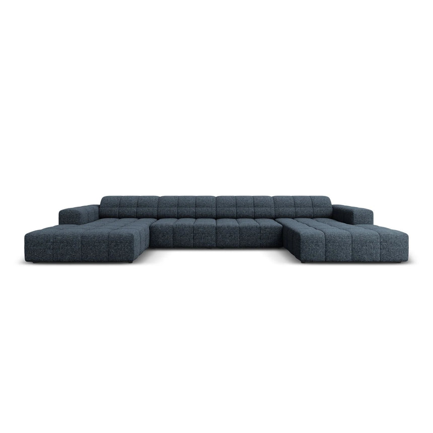 Jennifer Panorama-Sofa symmetrisch mit Bezug aus Chenille (Haga 86) in Königsblau, 364x166 cm – Bild 1