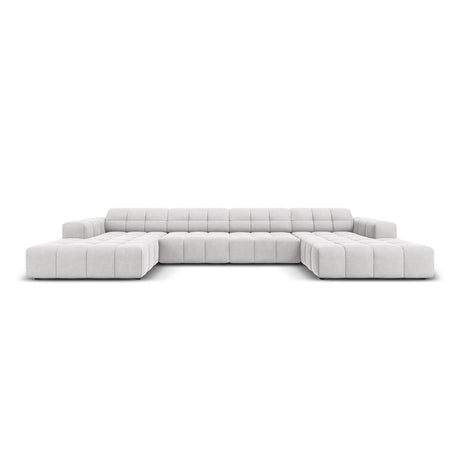 Jennifer Panorama-Sofa symmetrisch mit Bezug aus Samt (Bluvel 03) in Silver, 364x166 cm – Bild 1