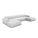 Jennifer Panorama-Sofa symmetrisch mit Bezug aus Samt (Bluvel 03) in Silver, 364x166 cm – Bild 3