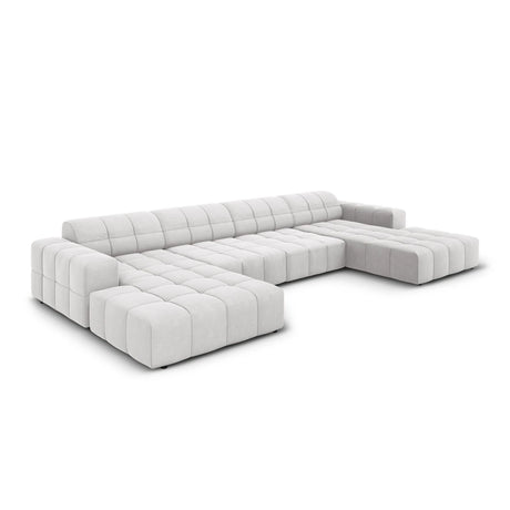 Jennifer Panorama-Sofa symmetrisch mit Bezug aus Samt (Bluvel 03) in Silver, 364x166 cm – Bild 3