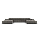 Jennifer Panorama-Sofa symmetrisch mit Bezug aus Samt (Bluvel 13) in Hellgrau, 364x166 cm – Bild 1