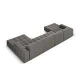 Jennifer Panorama-Sofa symmetrisch mit Bezug aus Samt (Bluvel 13) in Hellgrau, 364x166 cm – Bild 4