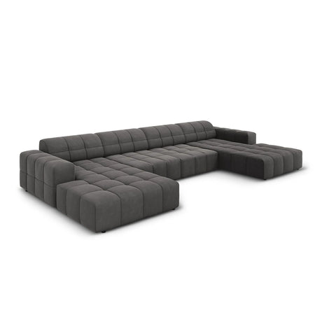 Jennifer Panorama-Sofa symmetrisch mit Bezug aus Samt (Bluvel 14) in Grau, 364x166 cm – Bild 3