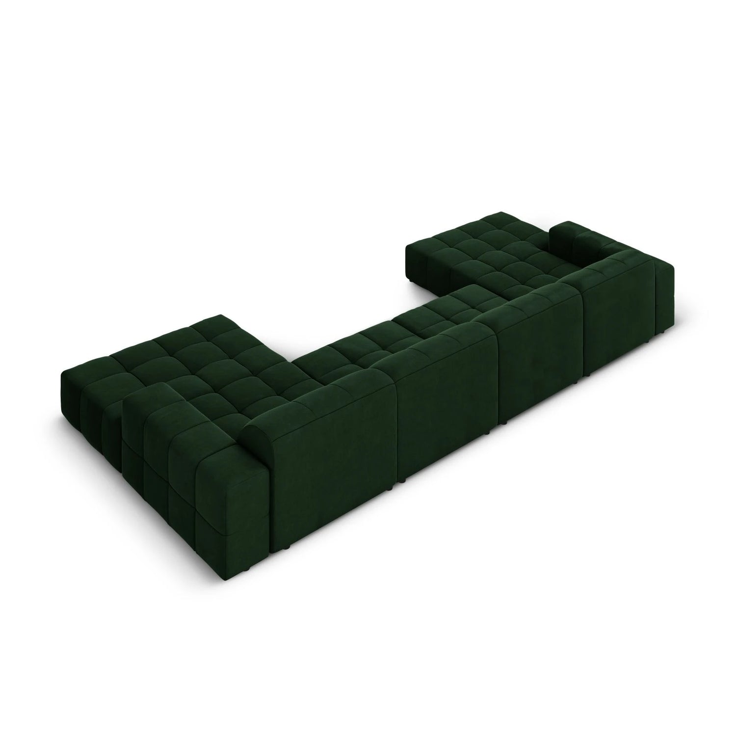 Jennifer Panorama-Sofa symmetrisch mit Bezug aus Samt (Bluvel 78) in Flaschengrün, 364x166 cm – Bild 4