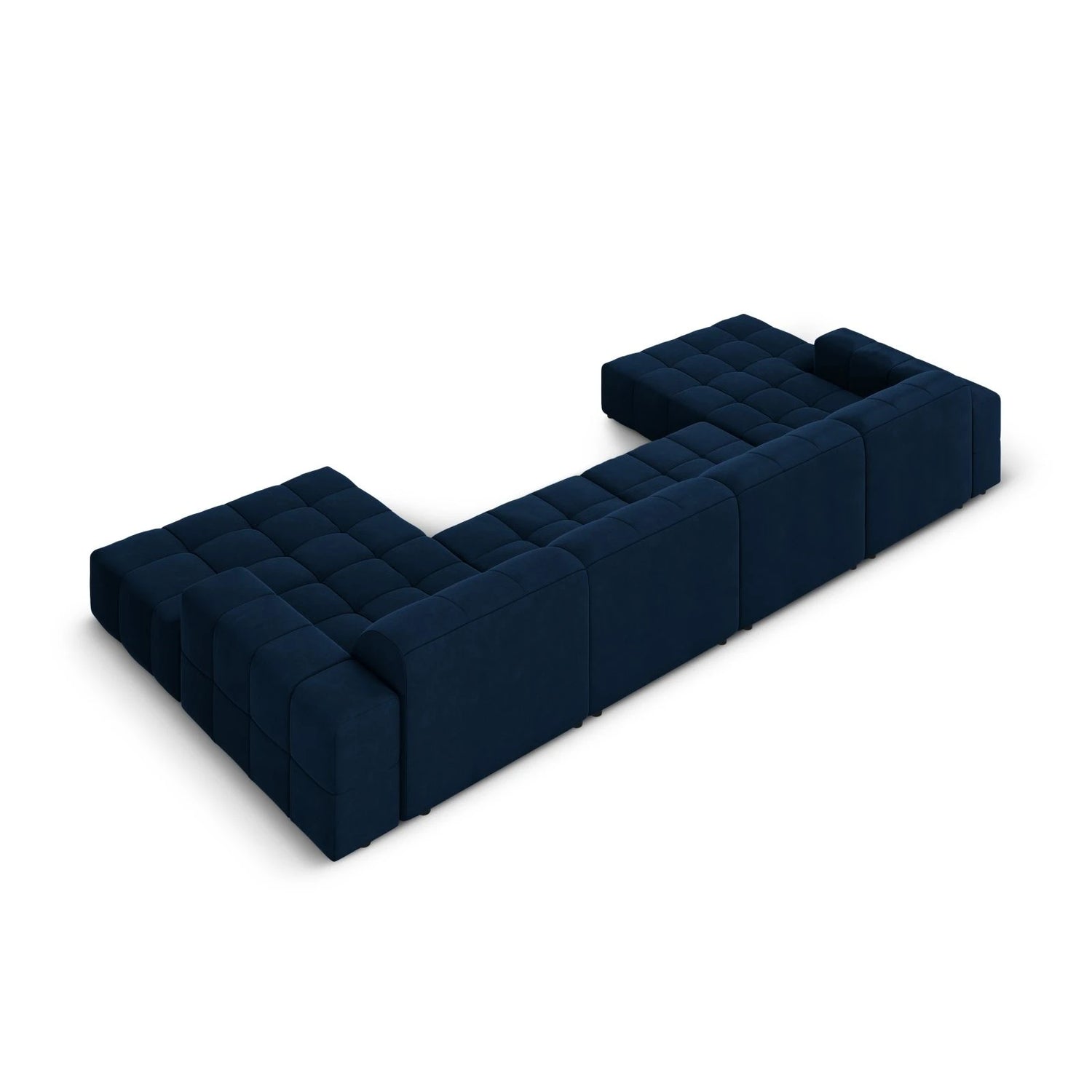 Jennifer Panorama-Sofa symmetrisch mit Bezug aus Samt (Bluvel 86) in Königsblau, 364x166 cm – Bild 4