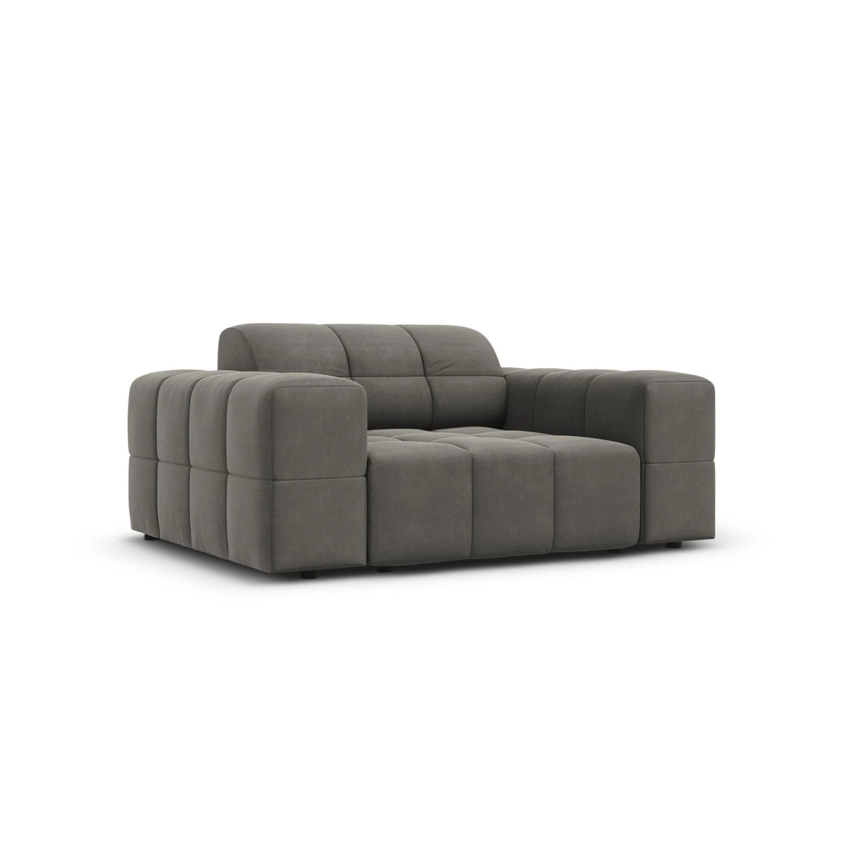 Jennifer Sessel mit Bezug aus Samt (Bluvel 13) in Hellgrau, 124x102 cm – Bild 3