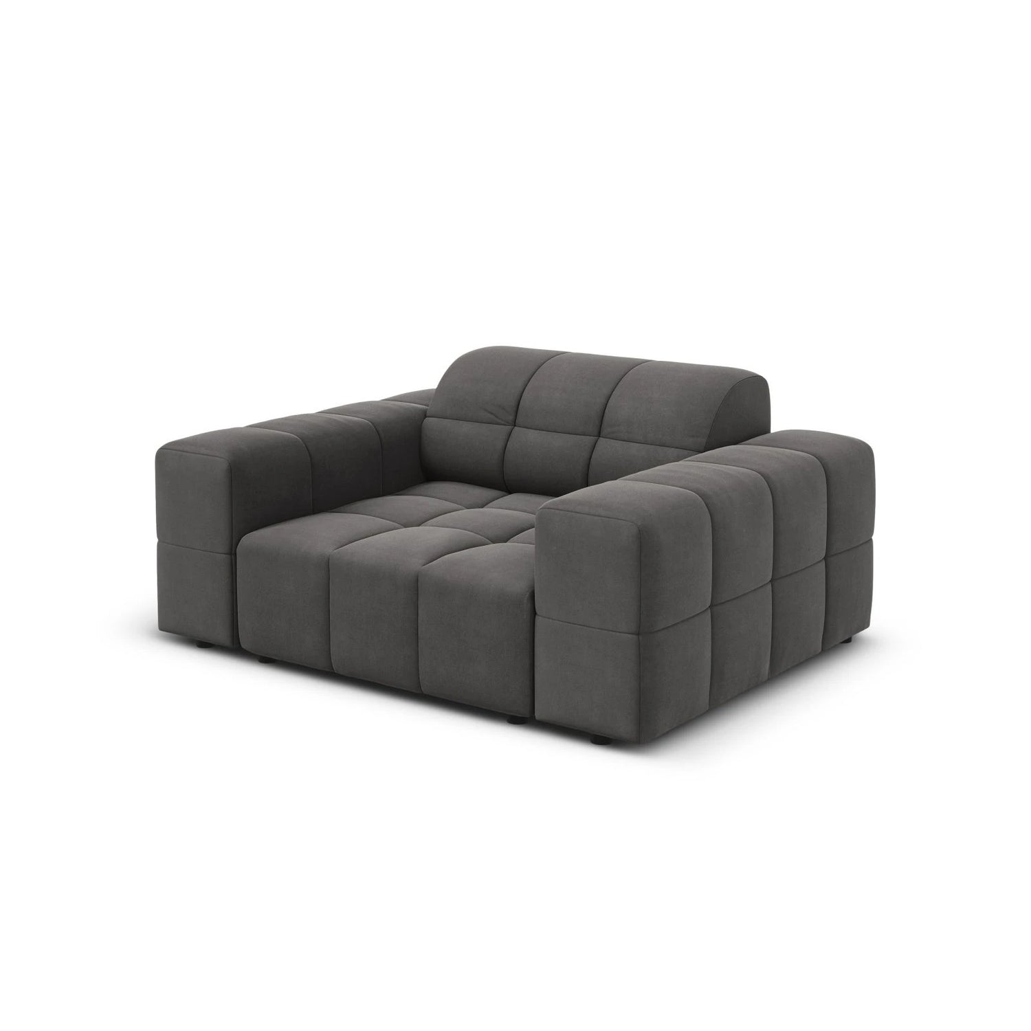 Jennifer Sessel mit Bezug aus Samt (Bluvel 14) in Grau, 124x102 cm – Bild 4