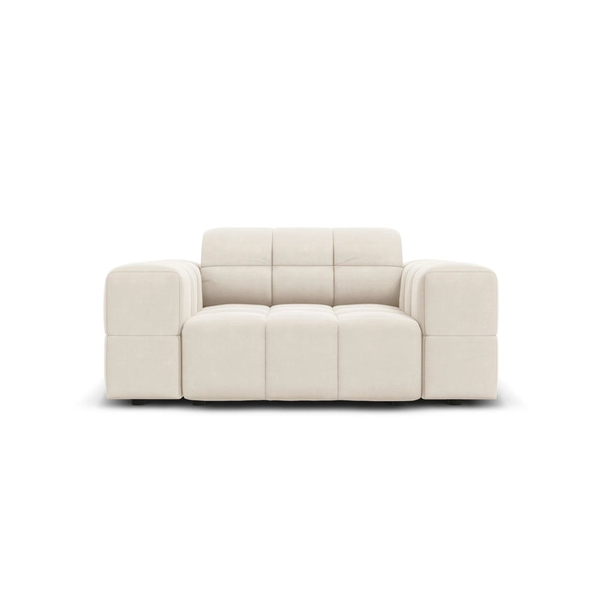 Jennifer Sessel mit Bezug aus Samt (Bluvel 22) in Leichtes Beige, 124x102 cm – Bild 1