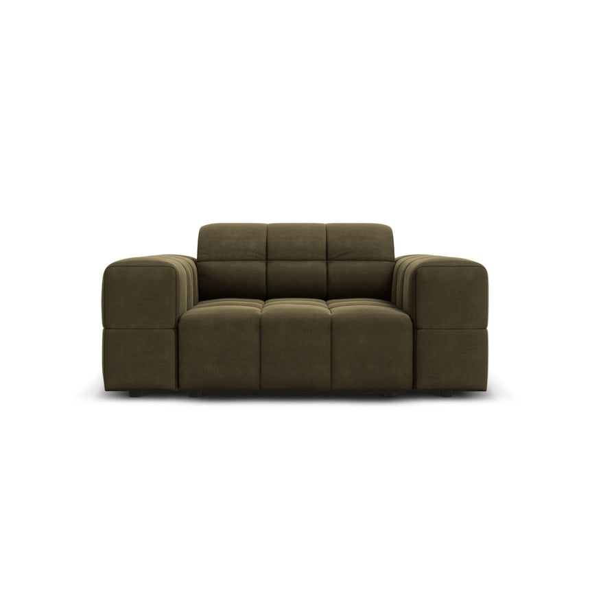 Jennifer Sessel mit Bezug aus Samt (Bluvel 77) in Grün, 124x102 cm – Bild 1