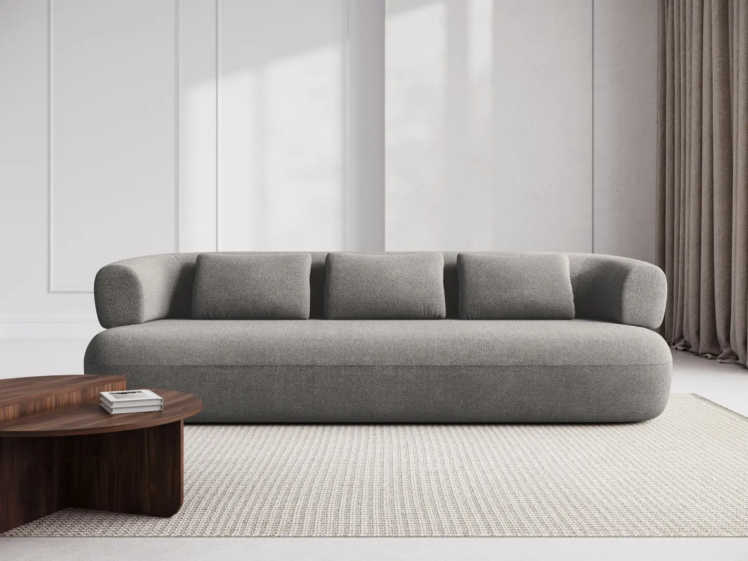 Jenny 4-Sitzer Sofa mit Bezug aus Boucle (NoN83) in Hellgrau, 226x90 cm – Bild 2