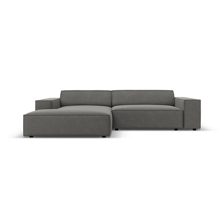 Jodie 3-Sitzer Ecksofa, Linke Seite, aus Samt (Blu13) in Hellgrau, 224x166 cm – Bild 1