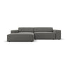 Jodie 3-Sitzer Ecksofa, Linke Seite, aus Samt (Blu13) in Hellgrau, 224x166 cm – Bild 1