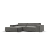 Jodie 3-Sitzer Ecksofa, Linke Seite, aus Samt (Blu13) in Hellgrau, 224x166 cm – Bild 2