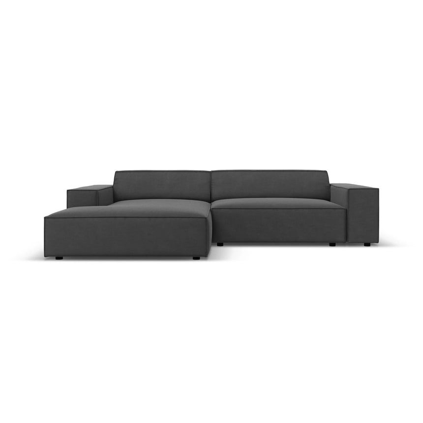 Jodie 3-Sitzer Ecksofa, Linke Seite, aus Samt (Blu14) in Grau, 224x166 cm – Bild 1