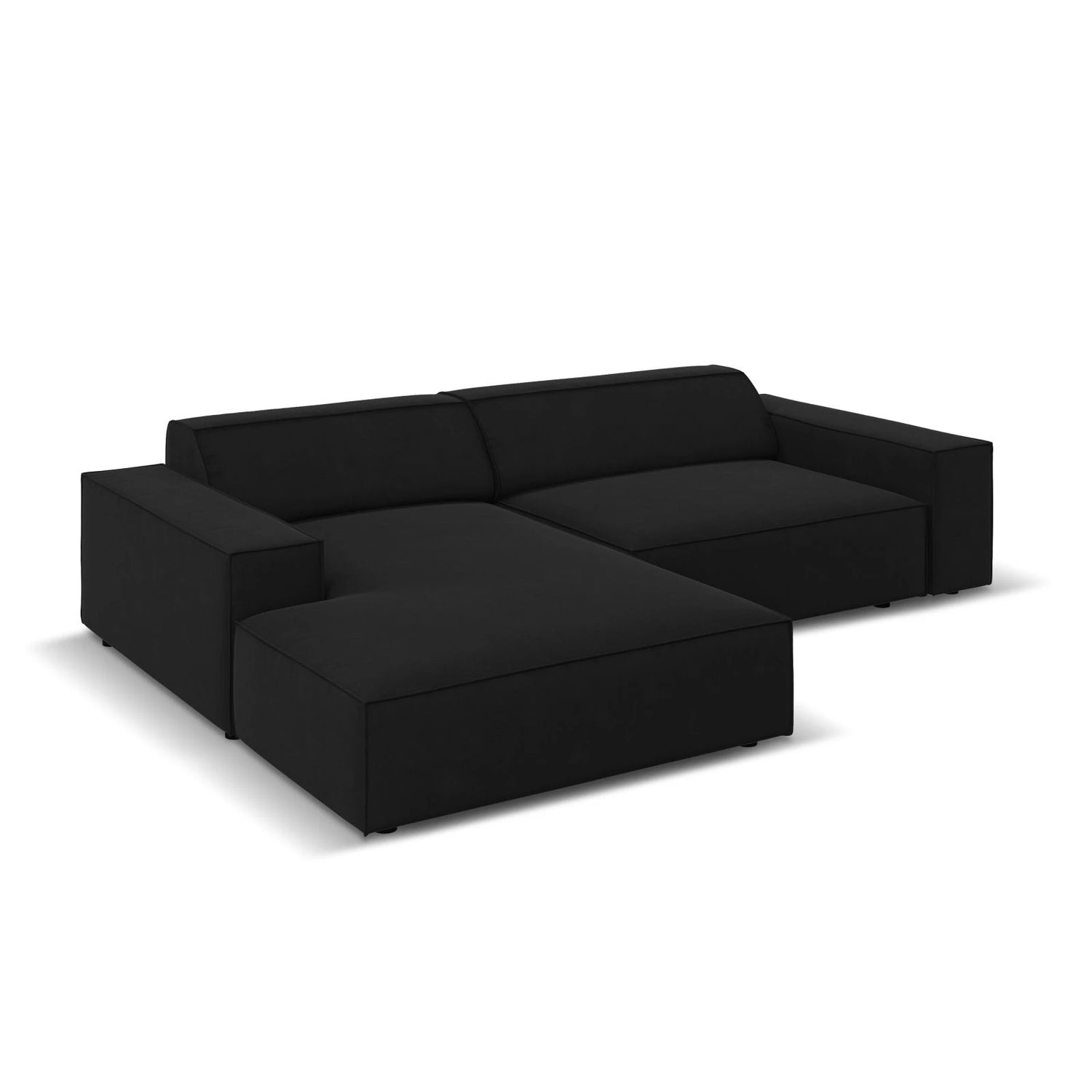 Jodie 3-Sitzer Ecksofa, Linke Seite, aus Samt (Blu19) in Schwarz, 224x166 cm – Bild 3