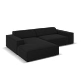 Jodie 3-Sitzer Ecksofa, Linke Seite, aus Samt (Blu19) in Schwarz, 224x166 cm – Bild 3