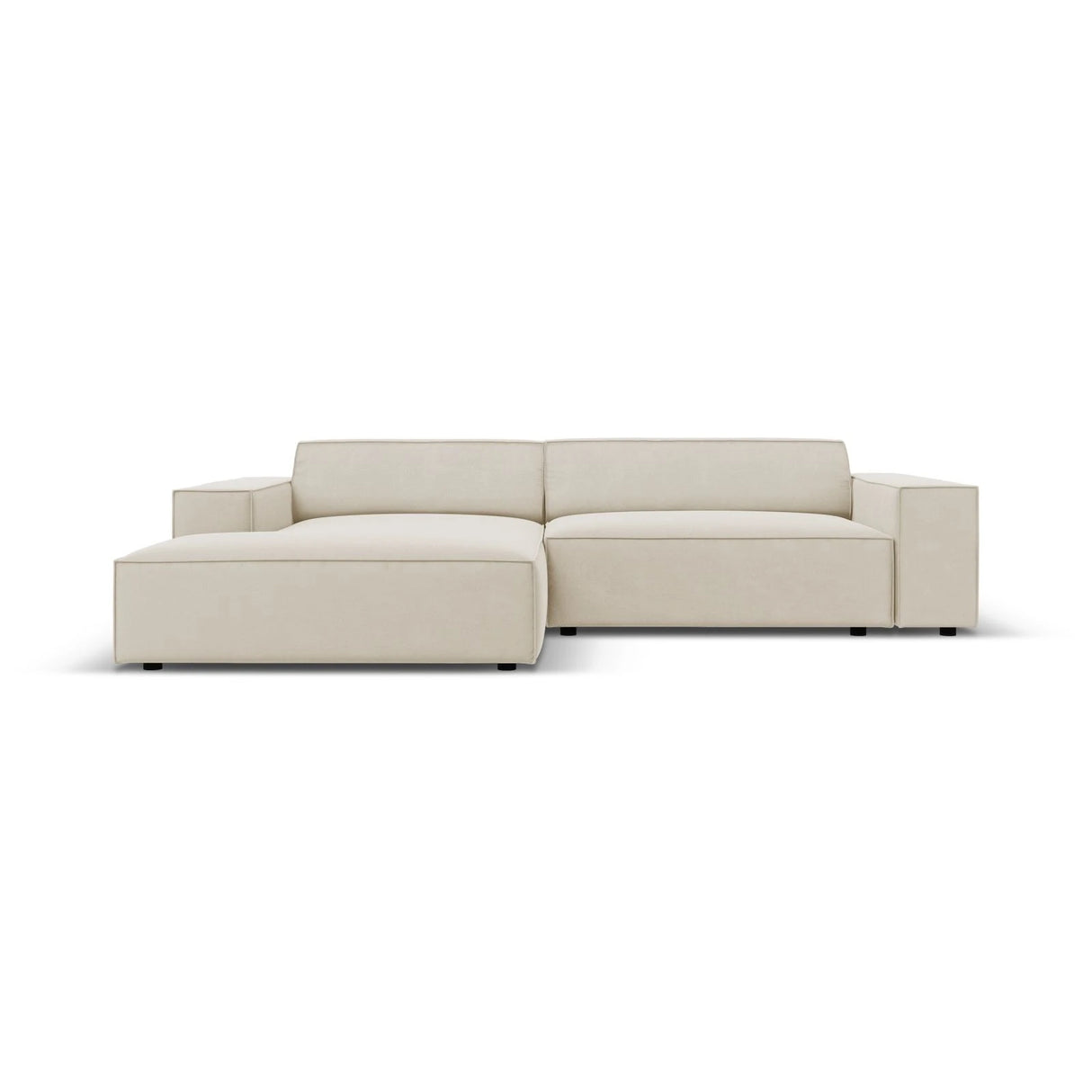 Jodie 3-Sitzer Ecksofa, Linke Seite, aus Samt (Blu30) in Dunkelbeige, 224x166 cm – Bild 1